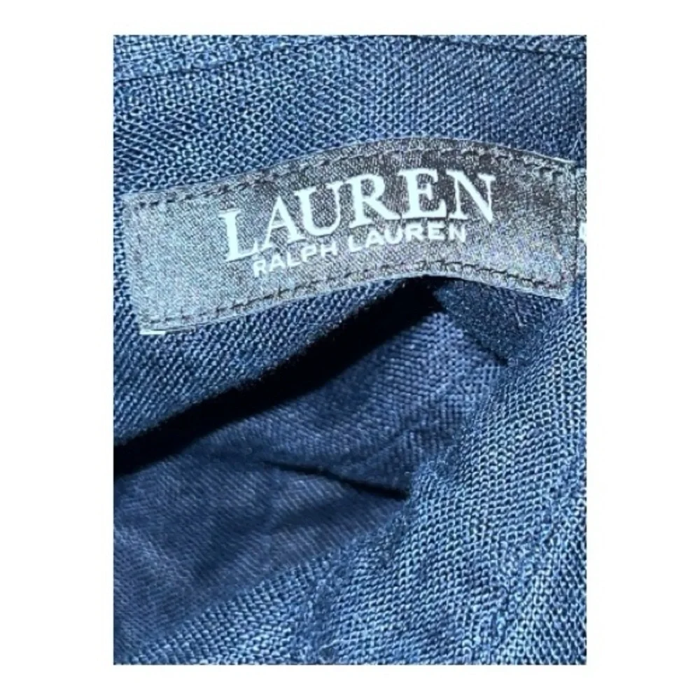 Ralph Lauren Tie-front Linen Shirtdress with pockets in navy - Picture 9 of 14